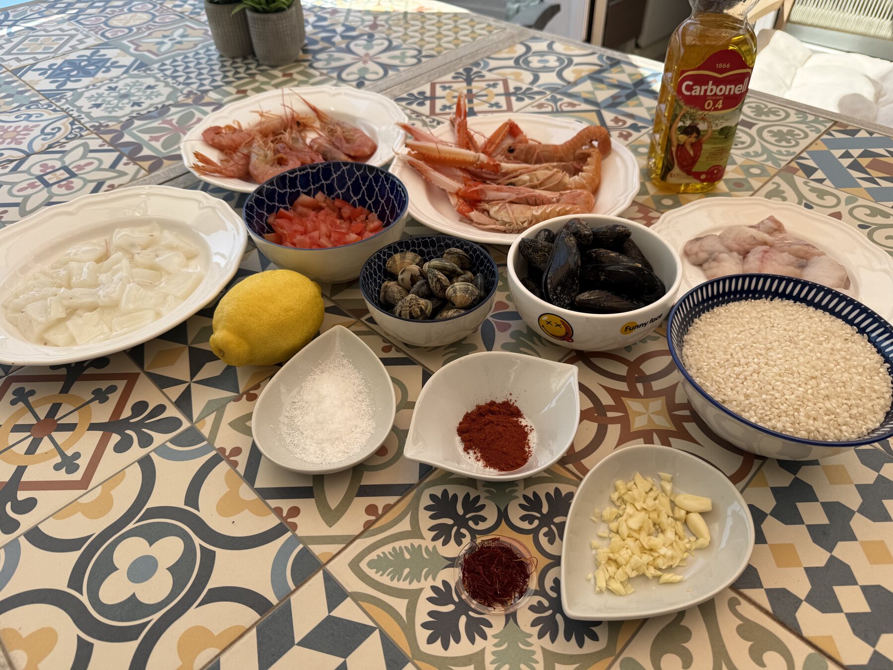 Todos los ingredientes preparados